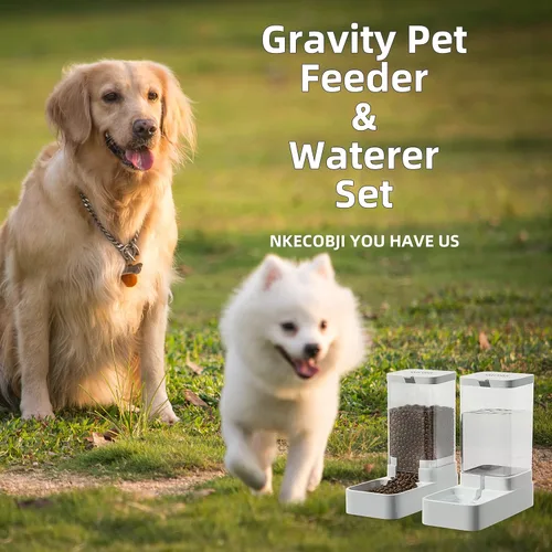 Vista 6 de NKECOBJI - Juego de comedero y dispensador de agua para mascotas por gravedad, comedero automático para perros y dispensador de agua para perros