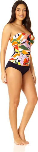 Vista 2 de Anne Cole Top de natación tipo tankini con nudo frontal fruncido para mujer