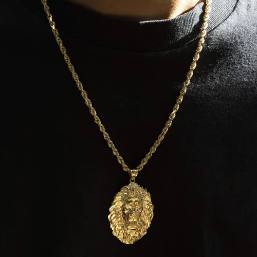 Vista 5 de Mr Bling - Colgante de cabeza de león de oro amarillo de 10 quilates 27 x 13in