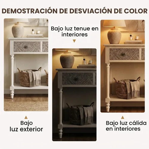 Vista 7 de HOMPUS Mesa consola con 2 cajones y 1 estante, mesa de entrada rectangular estrecha, mesa de sofá decorativa antigua y contemporánea para sala