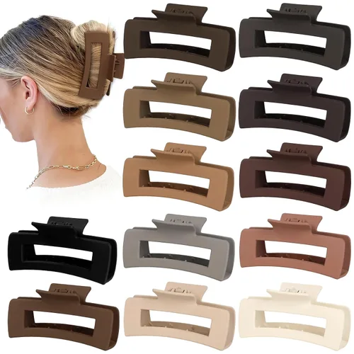 Vista 10 de Sisiaipu Accesorios para el cabello grandes de 4.1 pulgadas, 12 pinzas cuadradas grandes para cabello grueso, clips a granel jumbo para mujeres