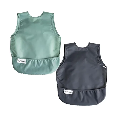 Vista 18 de Tiny Twinkle Baberos para bebé a prueba de desorden Paquete de 2 baberos impermeables para comer Delantal de bebé para alimentación, lavable a