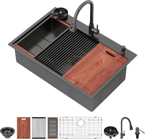 Vista 29 de Fregadero de cocina para exteriores 15 x 15 pulgadas, fregadero de bar de 15 x 15 pulgadas, fregaderos de cocina de acero inoxidable de calibre 16