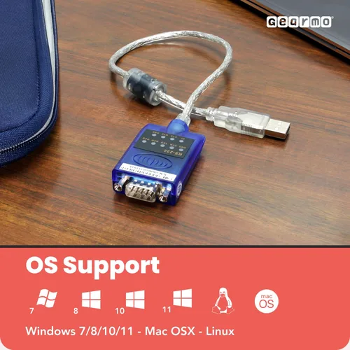 Vista 8 de Adaptador USB a serie RS-232 - Chipset FTDI original, luces indicadoras LED de doble color, Plug & Play, utiliza dispositivos seriales DB9 heredados