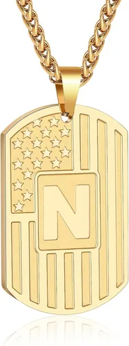 Vista 40 de Bellino Regalos de graduación – Collar con letra inicial de la A a la Z para hombres, niños, adolescentes, acero inoxidable, bandera estadounidense