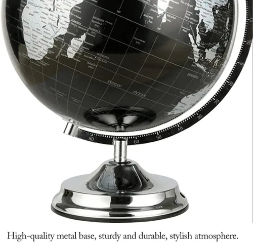Vista 6 de POCHY Hermoso globo giratorio de 360° con soporte de metal, globos geográficos de escritorio para oficina, escuela, sala de estudio, decoración fina