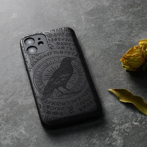 Vista 4 de Carveit Funda magnética de madera para iPhone 12 [madera natural y TPU suave negro] a prueba de golpes, funda de madera única y elegante compatible