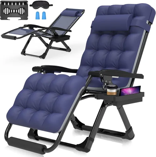 Vista 16 de Suteck Silla de gravedad cero, sillas reclinables de camping, sillón Negro clásico