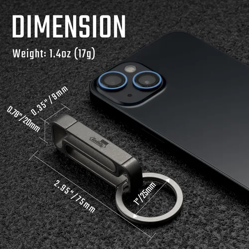 Vista 19 de KeyUnity Clip de cinturón Titanium del tenedor de la llave, llavero lateral doble del mosquetón para los hombres