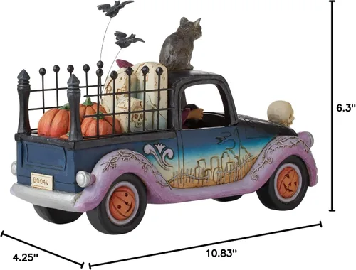 Vista 8 de Enesco Jim Shore Heartwood Creek - Figura de camioneta con ruedas malvadas de Halloween, resina de piedra, hecha a mano, figuras de bruja