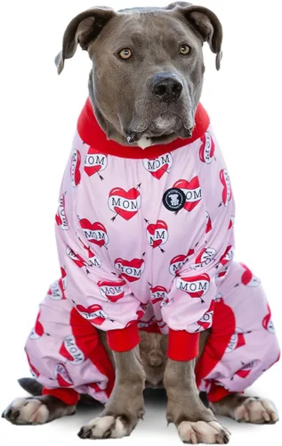 Vista 16 de Pittie Clothing Pijamas para Perro Pit Bull – Mameluco para Perro de Cobertura Completa, Ropa de Pijama Suave para Razas Medianas, Grandes, XL y XXL