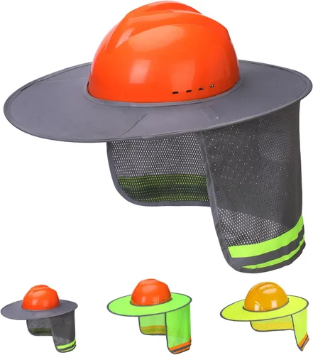 Vista 14 de Casco Industrial UNCO con Protector Solar, Verde, Visera Completa y Estándar de Malla, Alta Visibilidad Reflectante, Accesorio para Casco Duro