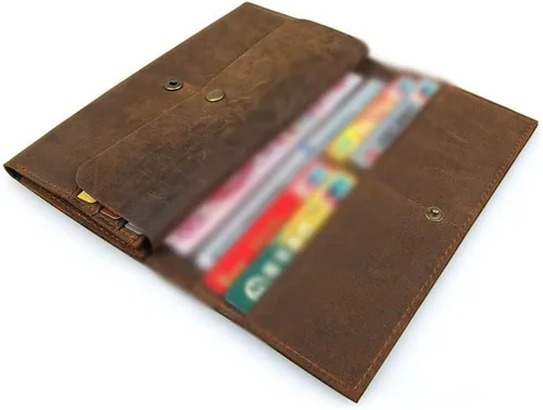 Vista 5 de CZDYUF - Cartera larga para hombre, para pasaporte, de cuero, tarjetero para teléfono celular, cartera