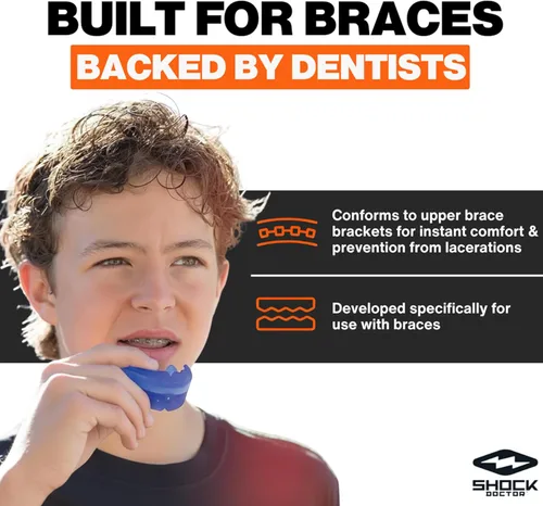 Vista 2 de Shock Doctor Ultra - Protector bucal para aparatos dentales, protege tus aparatos dentales, fútbol, lacrosse, baloncesto, béisbol