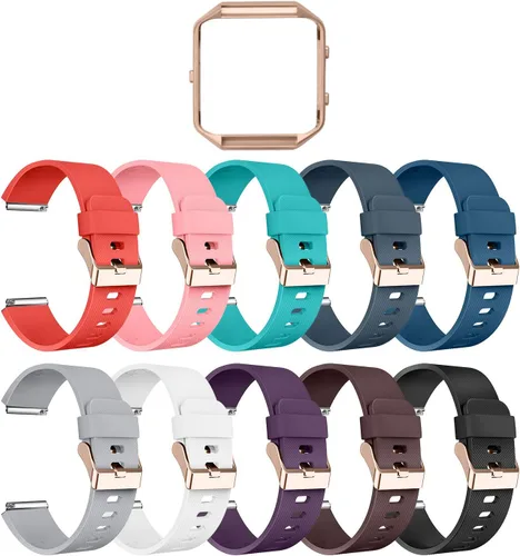 Vista 14 de Correa con marco para reloj Fitbit Blaze de LEEFOX, edición especial, correa de silicón, unisex, S G-10pack Classic+1 Marco Negro