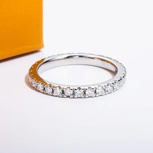 Vista 4 de Anillos de Eternidad de Moissanita 1cttw Color D Claridad VVS1 Corte Redondo Brillante Plata de Ley S925 Apilables Bandas de Boda y Aniversario