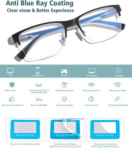 Vista 6 de Gafas de Lectura Multifocales para Hombres, Bifocales, Progresivas, Multifocales, sin Línea, de Lectura de Computadora, Bloqueo de Luz Azul, Armazón