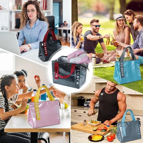Vista 7 de Lonchera para hombres y mujeres, duradera, creativa, plegable, aislada, pequeña, reutilizable, a prueba de fugas, simple, bolsa de almuerzo