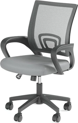 Vista 15 de Silla de oficina ergonómica, silla de escritorio de malla con respaldo medio, silla de computadora, color negro Soporte lumbar, modo oscilante