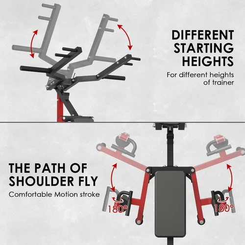 Vista 5 de Máquina de prensa de deltoides y hombro Mikolo, máquina de elevación lateral con asiento y respaldo ajustables, máquina de cuerpo superior