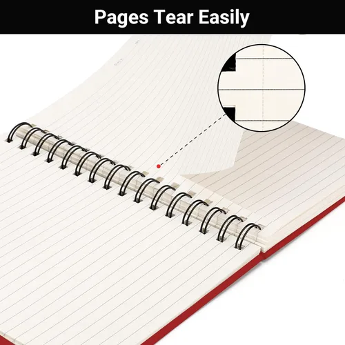 Vista 4 de EUSOAR - Cuaderno con espiral rayado universitario, paquete de 6 A5 de 5.5" x 8.3" 160 páginas/ 80 hojas, papel desprendible de 100 g/m², tapa dura