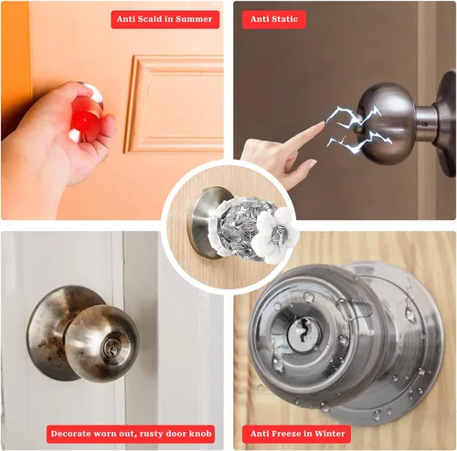 Vista 7 de Sliverdew 2 fundas para pomos de puerta, protector de pomo de puerta floral negro, suave y redondo, para puerta, reutilizable, con esponja, lavable
