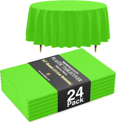 Vista 68 de Exquisite 66% Thicker Premium Aqua Round Tablecloth 0.5 Mil 6 Pack Plastic Table Cloth Disposable 84 Inch Round Plastic Tablecloth Won't Tear Easily