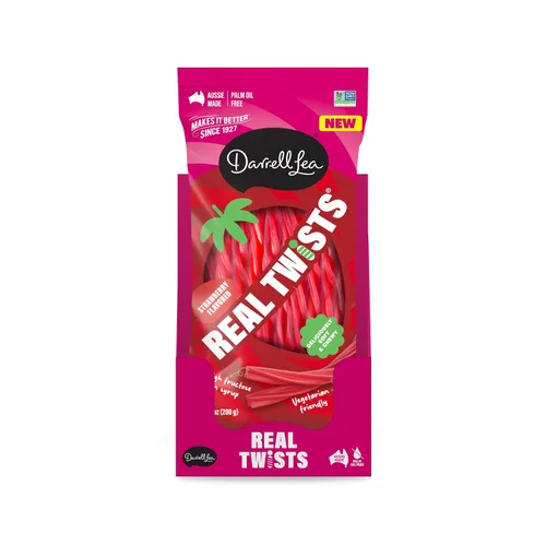 Vista 3 de Darrell Lea Real Twists, fresa, 7oz (paquete de 8)