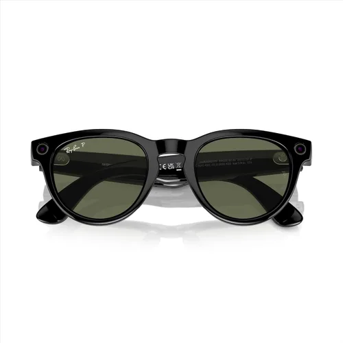 Vista 11 de Ray-Ban - Meta Smart Glasses - Headliner - Shiny Black G15 Green Polarized