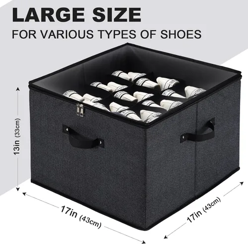 Vista 4 de Mayniu Paquete de 2 organizadores de zapatos - Caben 32 pares, grandes cajas de almacenamiento de zapatos, cubos con mangos reforzados, organizador
