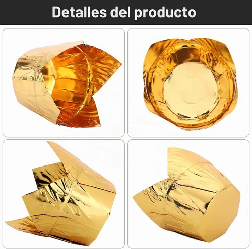 Vista 3 de EUSOAR - 50 forros desechables para magdalenas de papel de aluminio, 3.5 onzas de papel de aluminio, moldes para hornear cupcakes, moldes para Dorado