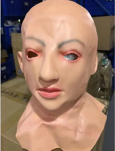 Vista 6 de Tiydiygo Máscara de látex para disfraz de Halloween 3D novedosa máscara de terror para mujeres súper suave y realista para adultos para fiesta