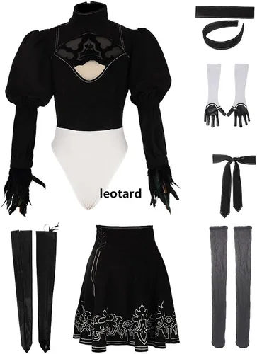 Vista 2 de miccostumes Disfraz de cosplay tipo B número 2 para mujer falda de leotardo con banda para el cabello