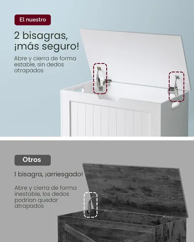 Vista 5 de VASAGLE Baúl de almacenamiento, banco de 29.9 pulgadas de ancho con 2 Blanco nube