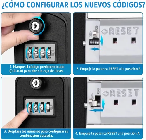 Vista 7 de BKNOOU Keys Lock Box con código, caja de seguridad de gran capacidad para montaje en pared 4-digit Resettable Combination, with Spare Key