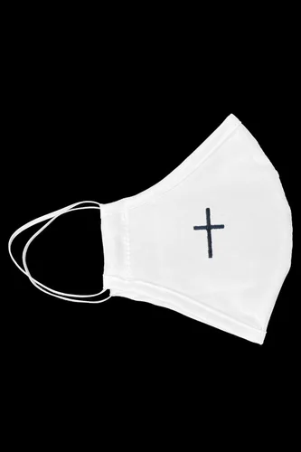 Vista 4 de Máscara facial, Pink Princess 100 % algodón, hecha en Estados Unidos, unisex, para niño Negro (Black Cross)
