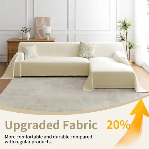 Vista 2 de Juego de 2 fundas de sofá modulares para sofás en forma de L, protector de muebles lavable y apto para mascotas, manta de felpilla para sofá de 2 a