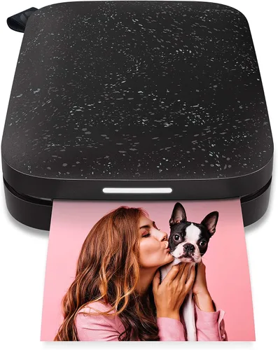 Vista 2 de Impresora fotográfica instantánea para smartphone HP Sprocket 2x3" (negra) y papel fotográfico adhesivo HP Sprocket 2x3" Premium Zink (50 hojas)