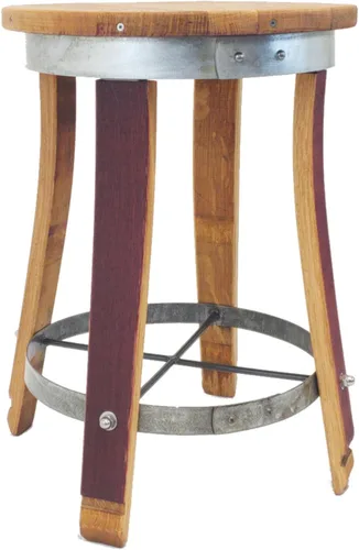 Vista 5 de Taburete de bar giratorio superior – Barril de vino hecho a mano Muebles de barril de vino (24 pulgadas)