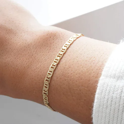 Vista 3 de Delicada pulsera de cadena de oro en capas para mujer, chapada en oro de 14 quilates, hecha a mano, ajustable, cuentas de satélite, ovaladas