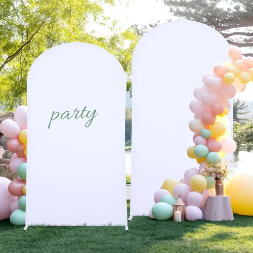 Vista 15 de Baby Blue Arch Backdrop Cover, 6FT Spandex Fitted Wedding Arch Stand Covers Round Top Chiara Backdrop Cover for Birthday Party Ceremony Banquet Azul