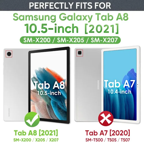 Vista 2 de SEYMAC Funda para Samsung Galaxy Tab A8 de 10.5 pulgadas (SM-X200/X205/X207), funda protectora resistente de cuerpo completo a prueba de golpes