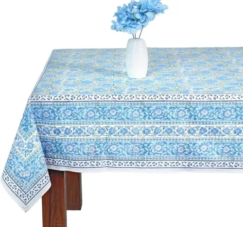 Vista 59 de Ridhi Mantel rectangular con estampado de bloque de mano verde espárragos Espárragos Verde Gadd