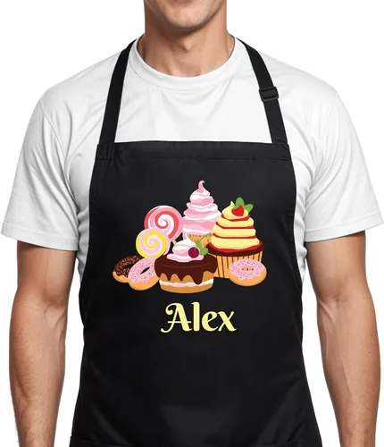 Vista 6 de Delantal de hornear personalizado con nombre personalizado, delantal de cocina personalizado, regalo del día de la madre para mamá, regalos de arte