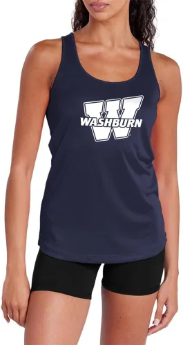 Vista 61 de Camiseta deportiva sin mangas oficial de NCAA Collegiate para mujer, con espalda cruzada, colección con logotipo primario