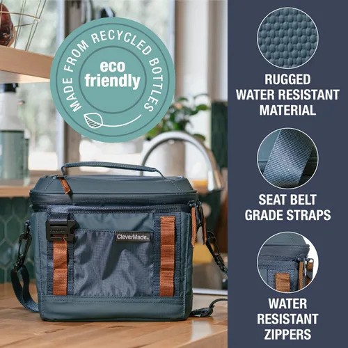 Vista 5 de CleverMade Pacifica Pro - Lonchera térmica para 6 latas, con aislamiento de lados suaves, a prueba de fugas, con abrebotellas y correa