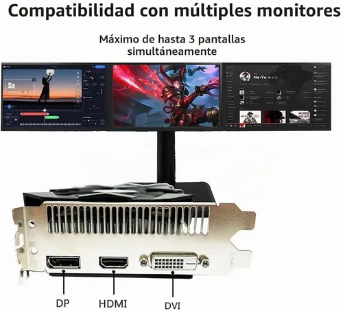 Vista 4 de QTHREE Radeon RX 560 XT 8GB GDDR5 tarjeta gráfica, 1792SP, 128 bits, DVI, HDMI, DP, tarjeta de video para juegos para PC, GPU de computadora, PCI