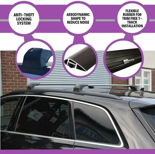 Vista 6 de ERKUL Barras transversales de techo de 220 libras para Audi Q7 2016-2026 Barras transversales de aluminio con bloqueo antirrobo para techo Negro