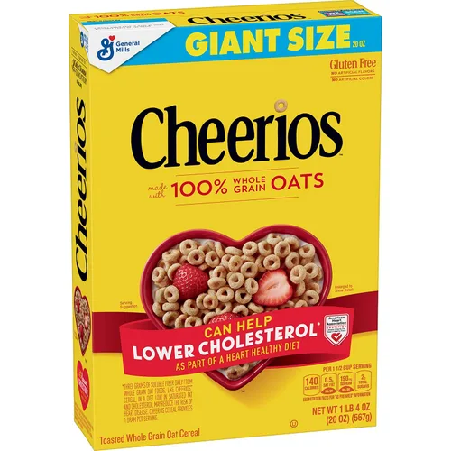 Vista 4 de Original Cheerios Heart Healthy - Vaso de cereales (paquete de 12) y cereal saludable Cheerios Heart, cereales sin gluten con avena integral