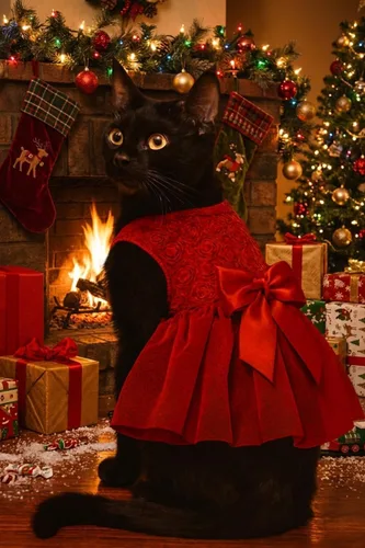 Vista 6 de Kirei Sui - Vestido rojo de Navidad para perros y gatos pequeños, talla XS Blanco